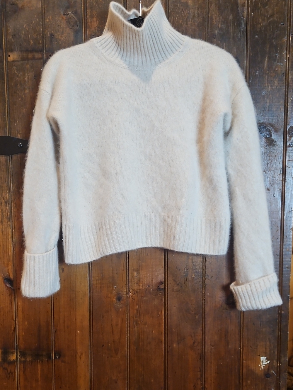Halston Heritage Ivory Ribbed Turtleneck Sweater